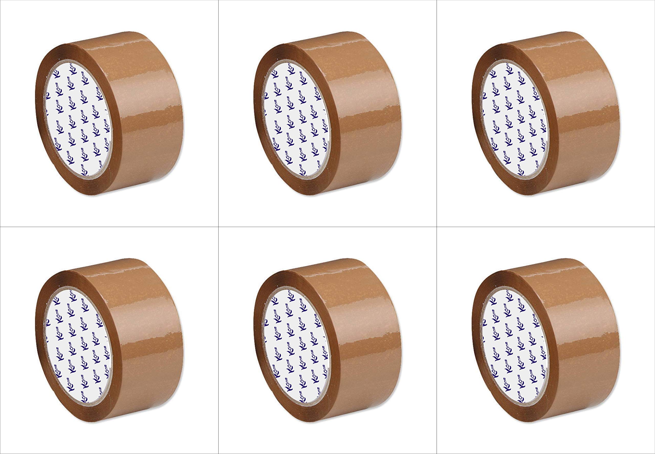 K-One Brown Buff Packing Parcel Tape 48mm x 66m (Pack of 6)