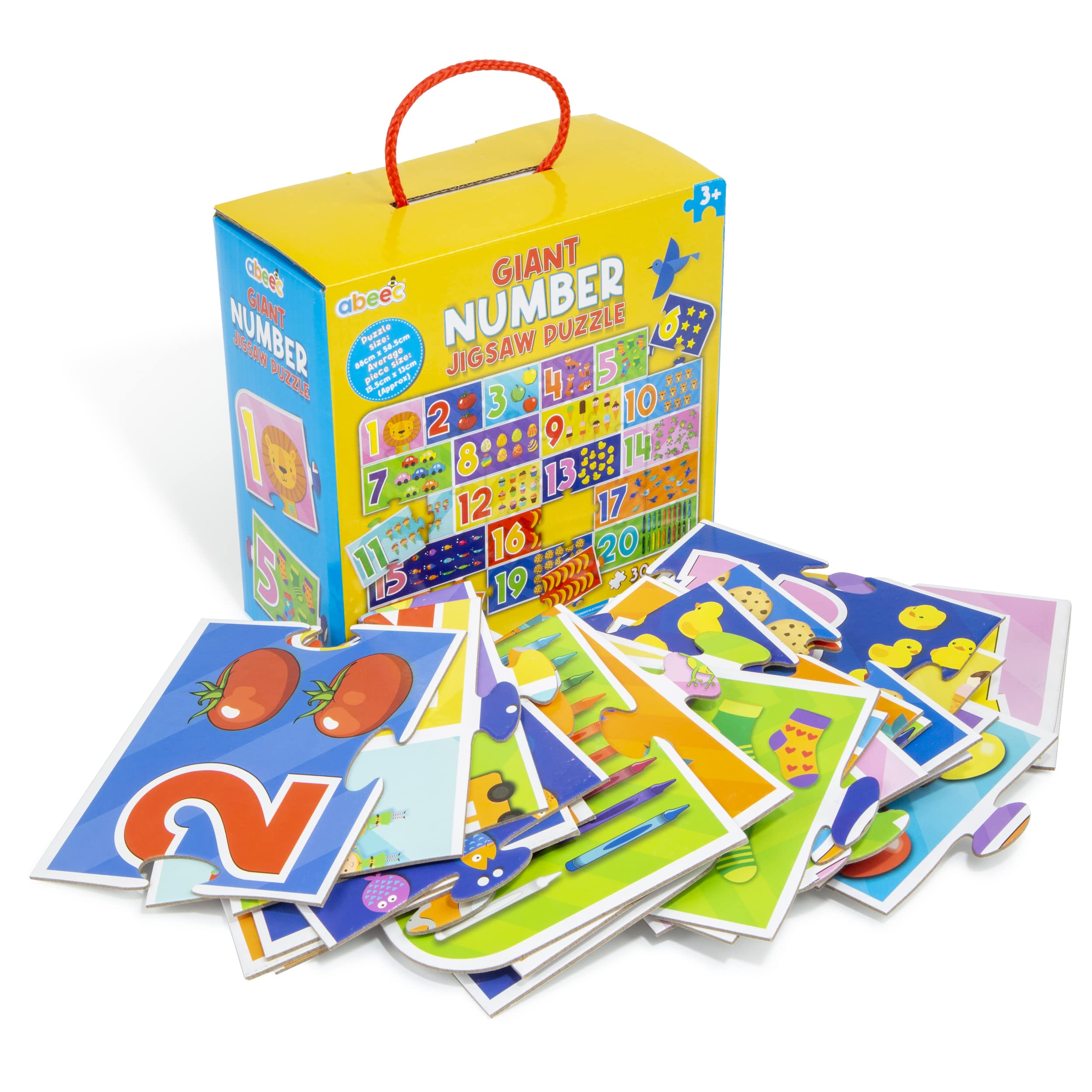 abeec Giant Number Puzzles - Floor Jigsaw Puzzles For Kids - Includes 30 Giant Floor Puzzle Pieces - Educational Toys - Toddler Games - Number Puzzle