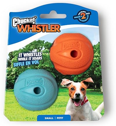 Chuckit! The Whistler Ball Small 5cm Pack of 2 Durable Rubber Dog Toy