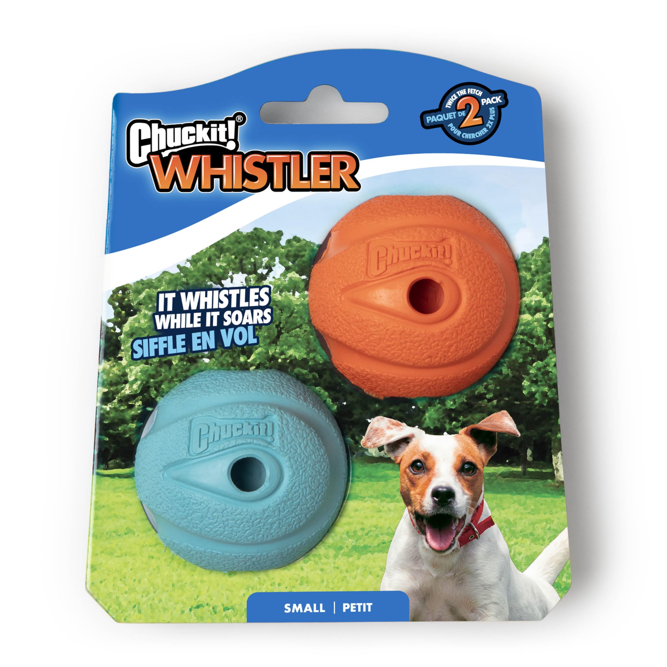 Chuckit! The Whistler Ball – Durable Rubber Interactive Dog Toy with Whistle Noise, Compatible with Launcher, Small, 5cm (Pack of 2)