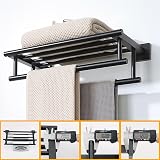 SAYAYO 16-Inch Black Towel Rail SUS304 Stainless Steel Double Bar Bathroom Rack view 6