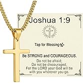 Gleamagic Cross Chain Necklace for Men Boys, Gold Silver Stainless Steel Mens Boys Cross Pendant with 3mm Cuban Chain, Faith Christian Necklace Christmas Gift with Smart Blessing Card, 16–24 Inch