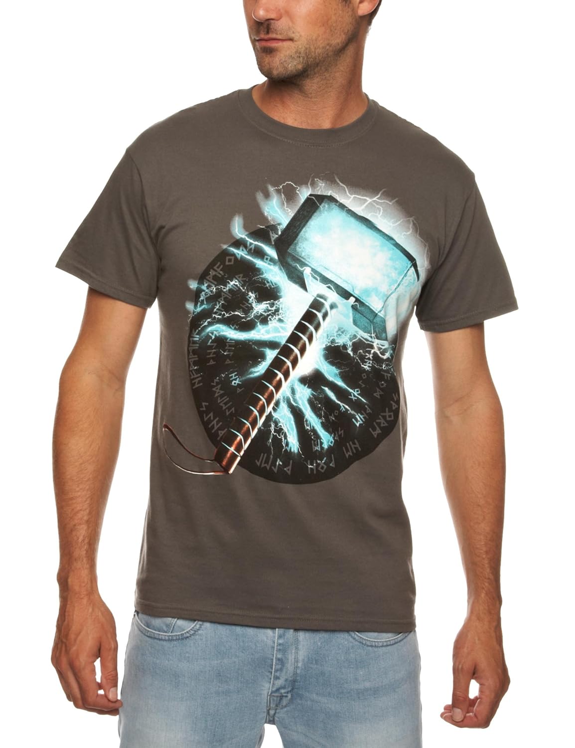 Thor Mjolnir Mens TShirt Grey Medium Amazon.co.uk Clothing