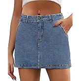 LOOKUB Denim Skorts for Women Skirt 2025 Stretchy High Waisted Womens Skirts Asymmetrical Hem Casual Mini Jean Skirt with Shorts