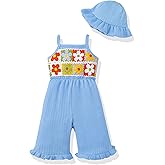 XUANHAO Baby Girl Romper Infant Baby Clothes With Hat,Summer Crochet Ruffle One-Piece Tddler Girls Jumpsuit Overall Pants Set