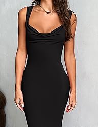 REORIA Women's Summer Cowl Neck Mesh Sleeveless