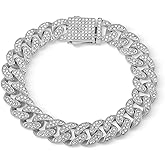 FYNSBLE 13mm Miami Cuban Link Bracelet for Men,Bling Iced Out Hip Hop Bracelet Jewelry for Men