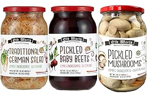 GENERIC Old World Quality Foods Pickled Veggie Variety Pack – 3 Jars (1 Beets, 1 Mushrooms, 1 German Salad) – All Natural & Gluten-Free (Mixed 3-Pack (1 of Each Flavor))