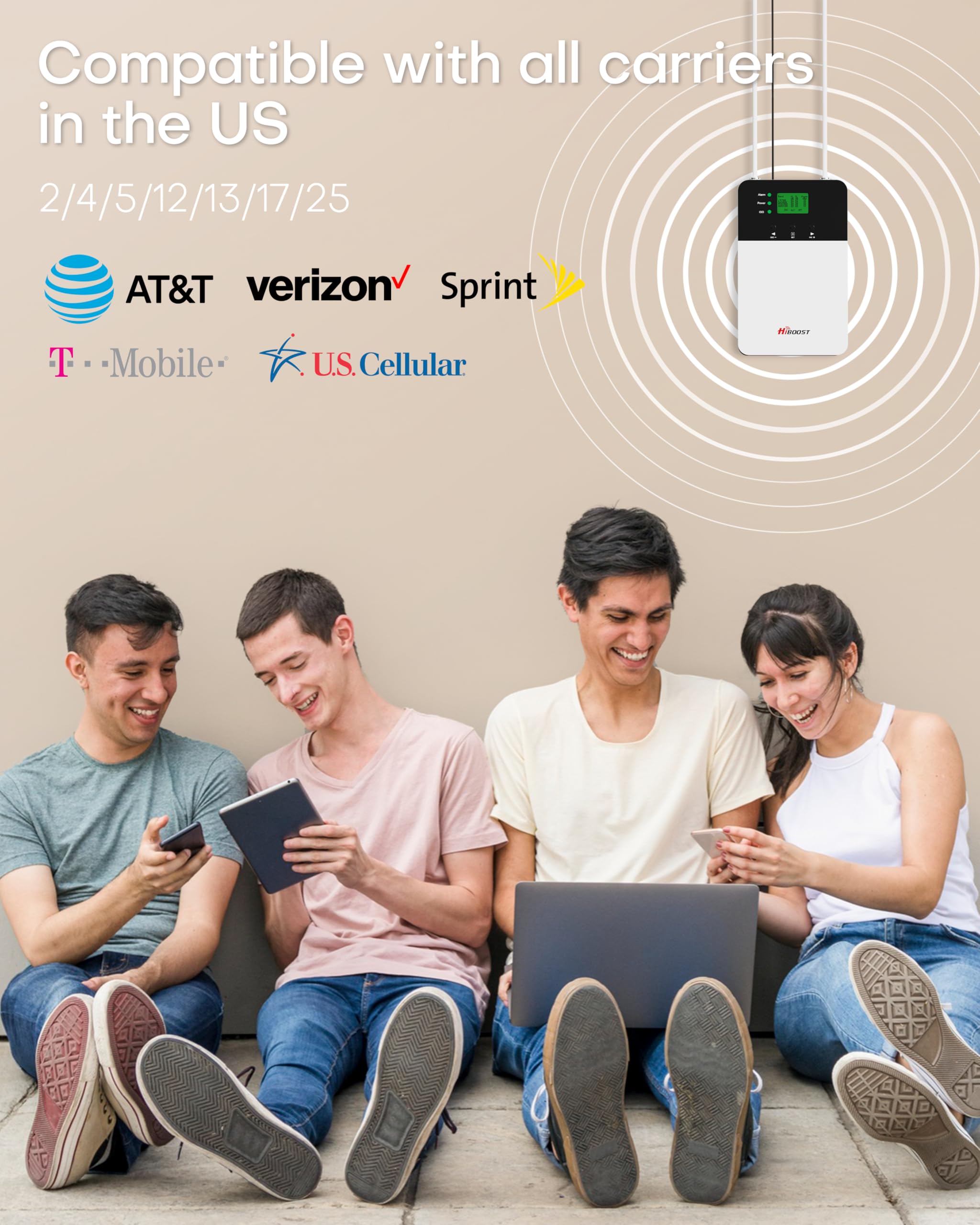 Cell Phone Booster for Home Office, Cover 8000 sq ft with 2 Indoor Antennas for All US Carriers, Cell Phone Signal Booster for Destination RV 4G 5G LTE Verizon AT&T T-Mobile APP Support FCC