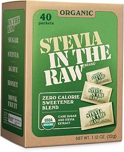 Stevia In The Raw Organic Stevia Sweetener Packets, 40 Ct | Zero Calorie Stevia Sugar Substitute Packets, No Erythritol or Ar