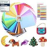 moinkerin 50Pcs Felt Fabric Sheets with Thread 40X30cm(16"x12") Crafting Felt 1mm Stiff Felt Colored Assorted Felt Squares Po