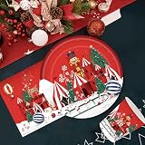 POPOYU 53Pcs Christmas Party Tableware Set for 16 Guests with Tablecloth view 4