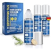 NDC Listed 5% Minoxidil for Men Hair Growth Serum Caffeine & Rosemary - Unscented, Fast-Absorbing Roll-On for Hair Loss Topical Treatment with Biotin, 3x20ml
