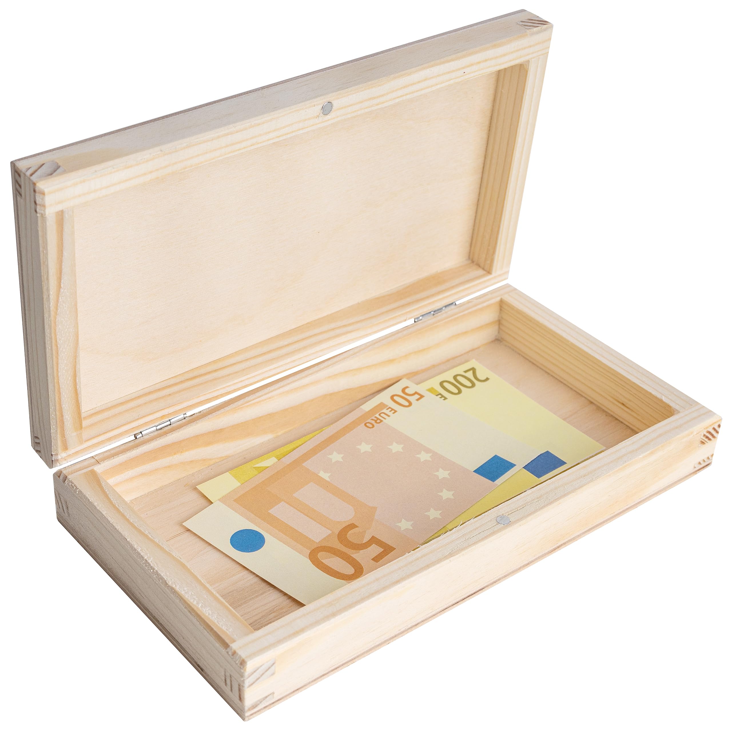 Creative Deco Small Wooden Keepsake Storage Box with Lid | 18x10x3.5cm | Rectangular Memory Box for Storing Money Pencil Case | Unpainted Natural Wood | Decoupage, Decoration & Storage