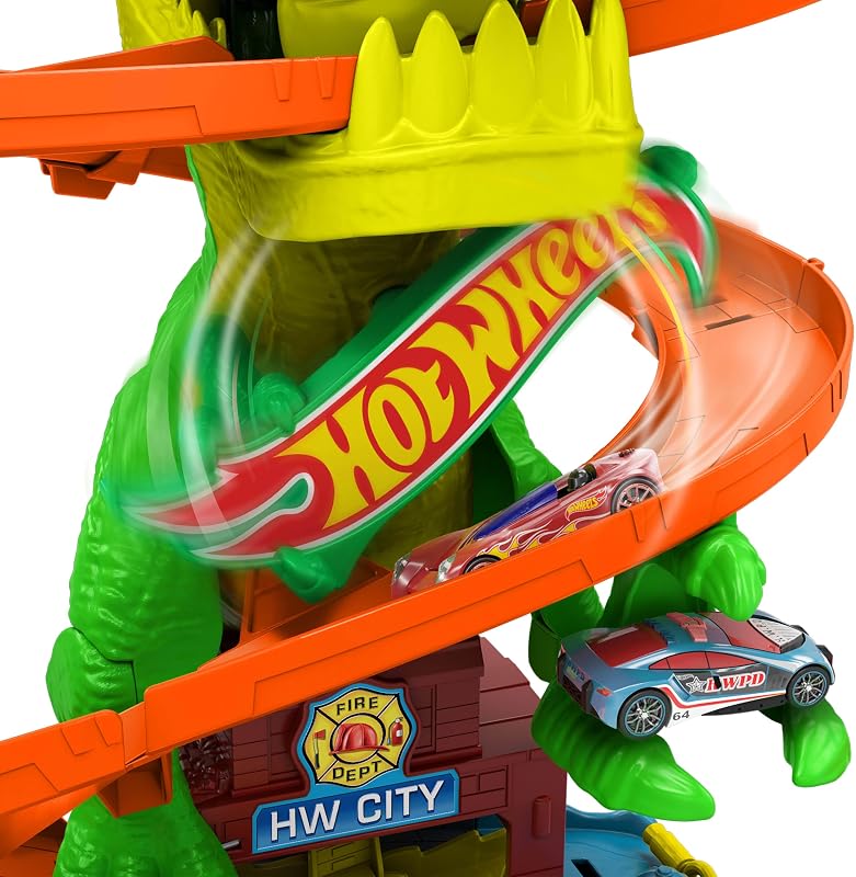 City T-Rex Flammenkampf und 1:64 Druckguss-Auto