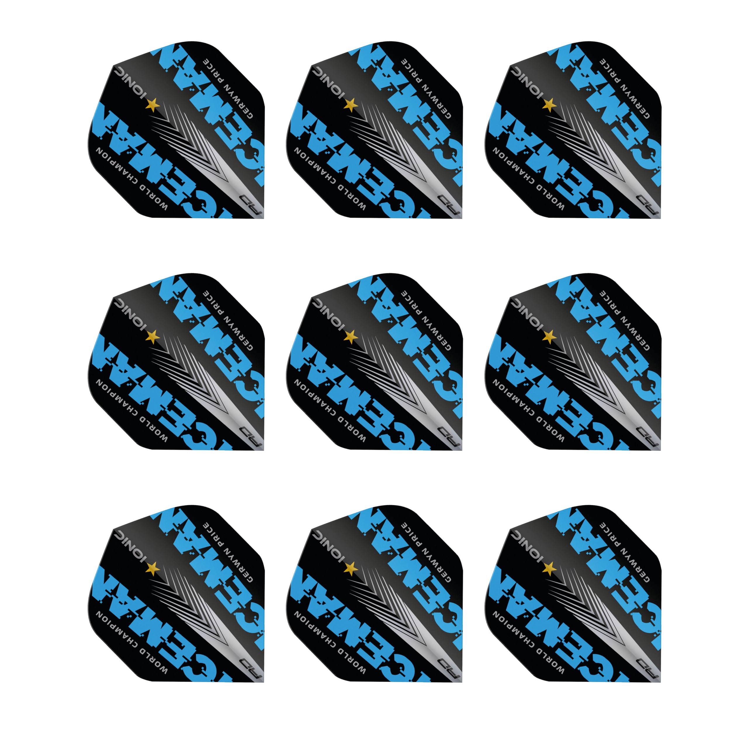 RED DRAGON Gerwyn Price Iceman World Champion Blue Edition Dart Flights - 3 sets per pack (9 flights in total)