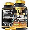 Tenmido Organic Bee Pollen Supplement for Men and Women, 7in1 Formula with Propolis, Royal Jelly, Turmeric, Carob & More - Energy, Immune, Digestive Support - Rich in Nutrient, Vitamins - 150 Capsules