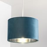 CGC Lighting Modern Velvet 30cm Drum Ceiling Lamp Shade Teal view 1