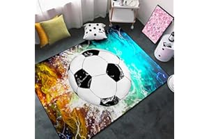 WJLBKGU Football & Soccer Rugs for Boys Bedroom - Sports Rugs for Boys Bedroom Living Room Playroom Sports Carpet for Kids Soccer Room Decor Sofa Floor Mats, 3x5 Feet