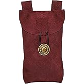 Mythrojan Medieval Renaissance Suede Jewelry Belt Pouch LARP Costume Waist Bag for Historical Reenactment, Cosplay, Stage Props - Wine Red