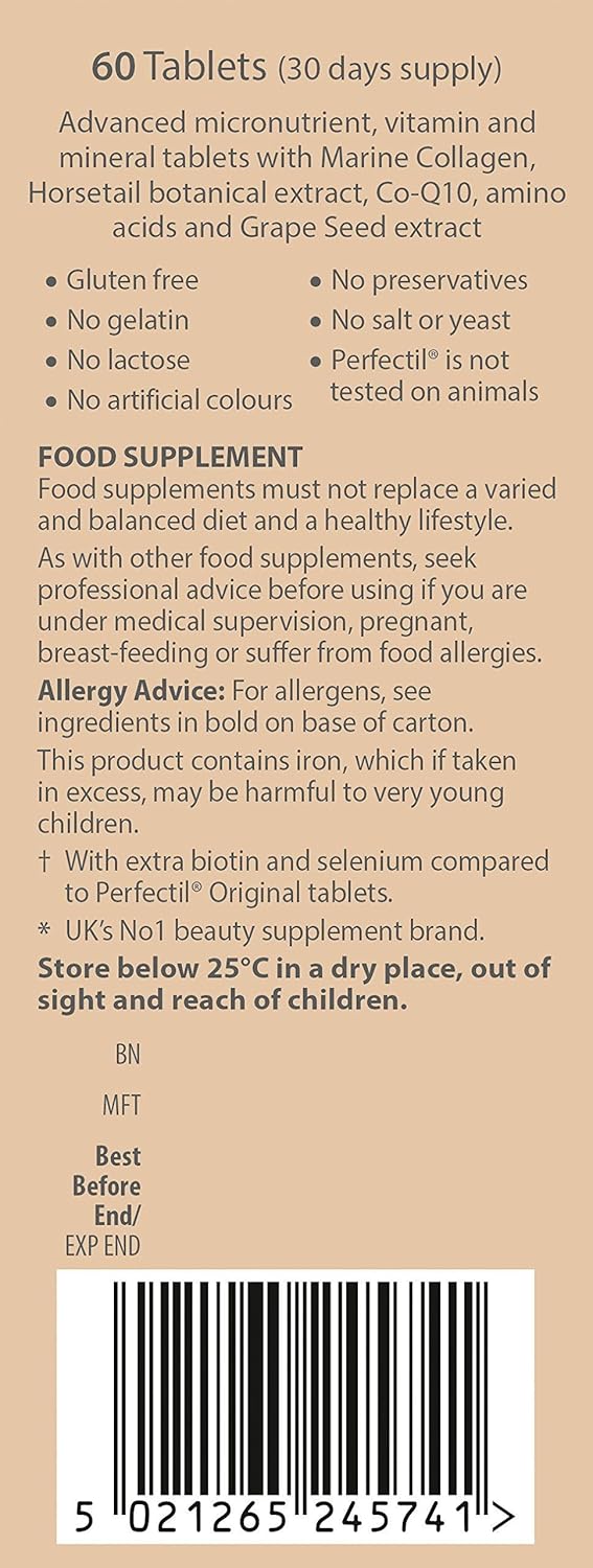 Vitabiotics Perfectil Hair Multivitamin | Hair Growth and Strengthening | Formula for Thicker, Healthy Hair | Vitamin D, Vitamin E, Collagen, Biotin, and More: Health & Personal Care