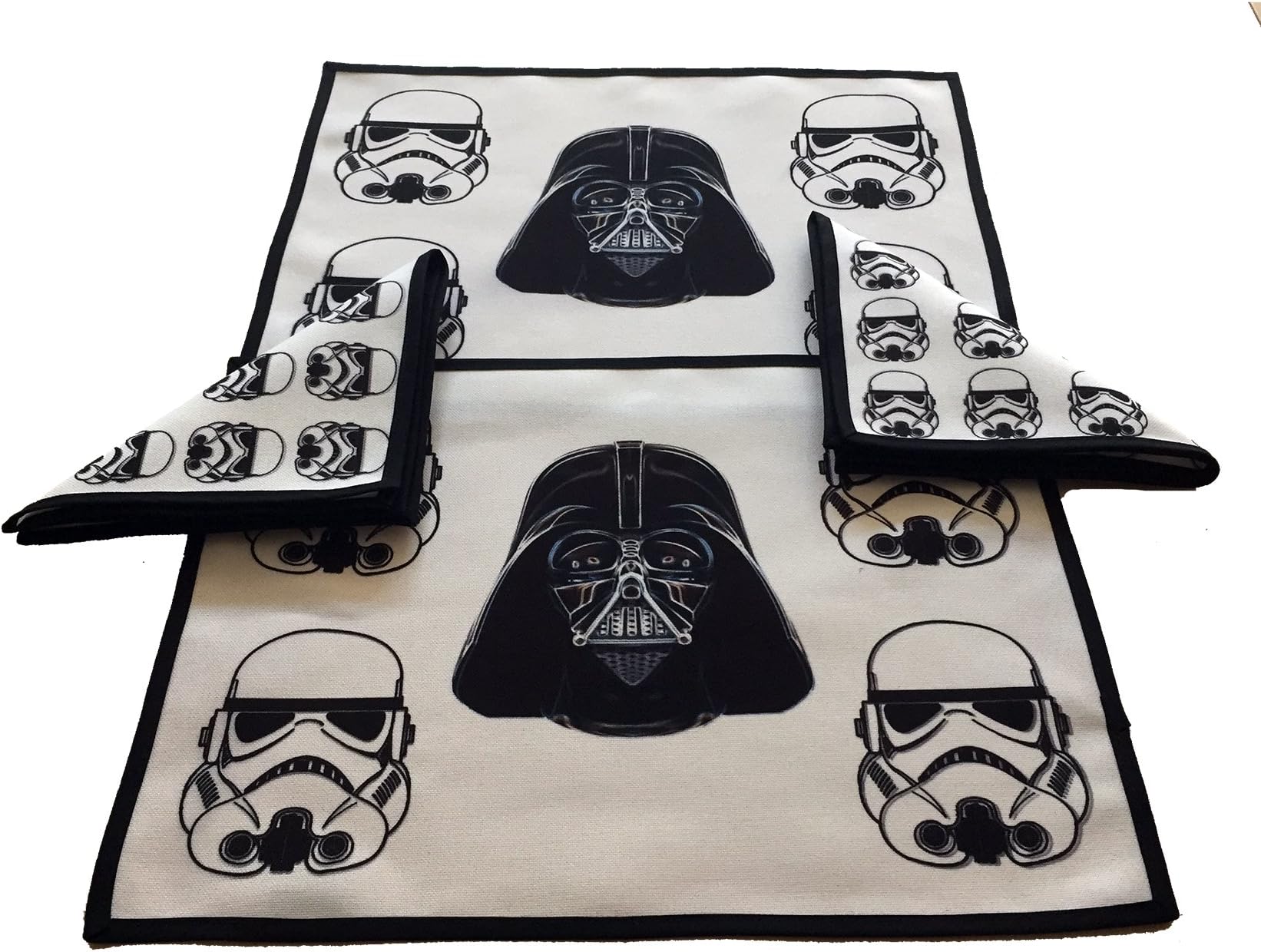 Set 2 Fabric Table Mats and 2 Fabric Napkin STAR WARS / DARTH VADER and STORM TROOPERS