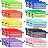 Kifmurase 60 Pack Mesh Zipper Pouch Bags Bulk, 10 Colors Small Pencil Pouches, 9 x 4.7 Inch Cosmetics Makeup Bags Zipper Pencil Cases for Office Home Travel Organization Classroom Supplies