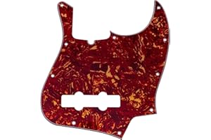 Musiclily Pro 10-Hole Modern Style J Bass Pickguard for 4 String American Jazz Bass, 4Ply Vintage Tortoise