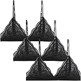 Peachat Lace Bralettes for Women Floral Adjustable Thin Strap V Neck Hook Eye Unpadded Triangle Bralette Wire Free Bra