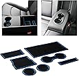 CupHolderHero fits Tesla Model 3 Accessories 2017-2020 Premium Custom Interior Non-Slip Anti Dust Cup Holder Inserts, Center Console Liner Mats, Door Pocket Liners 7-pc Set (Blue Trim)