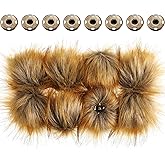 Boao 8 Pcs Faux Fur Pompoms for Hats with Removable Press Button Faux Fur Fluffy Pompom Balls Knit Hats Clothing Accessories for Bobble Hat Knitting Shoes Scarves Bag(1 Color)