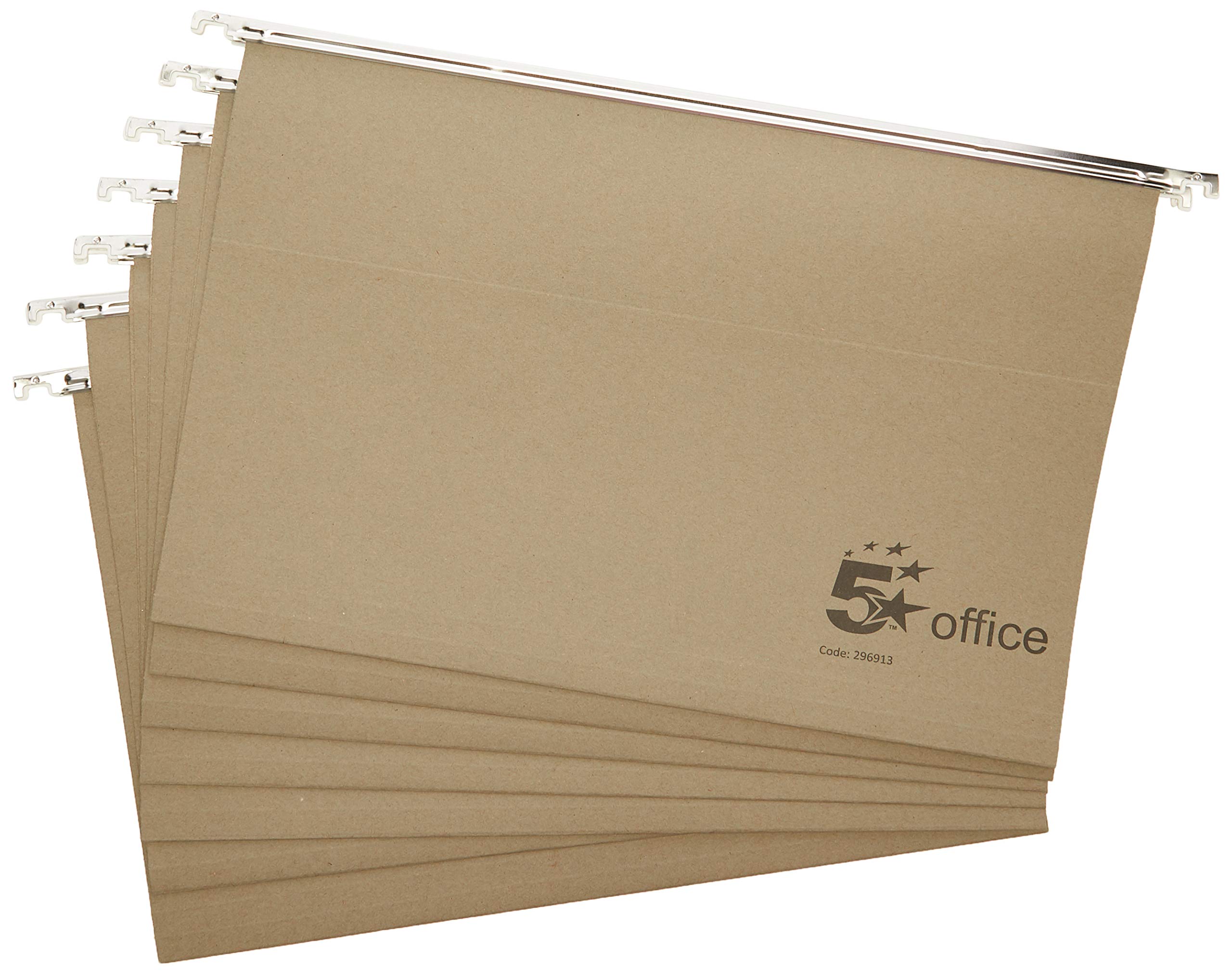 5 Star Office Suspension File Manilla Heavyweight with Tabs and Inserts Foolscap Khaki(Green) [Pack 50]