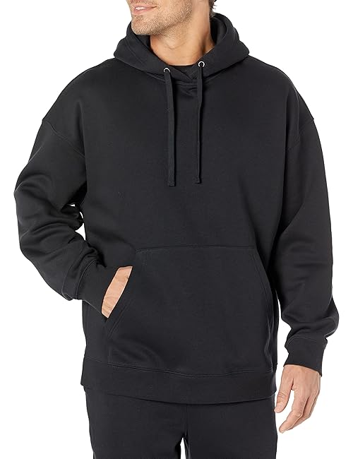 Amazon Essentials Men's Oversized-Fit Sweatshirt Hoodie (Available in Big & Tall), Black, Small