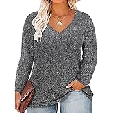 RITERA Womens Plus Size Tops Long Sleeve Shirts V Neck Tunics Fall Casual Pullover Loose Fit Basic Tshirt XL-5XL 14W-28W