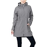 33,000ft Women's Waterproof Softshell Long Rain Jacket with Hood Fleece Lined Windproof Windbreaker