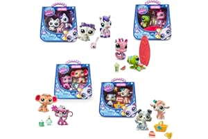 Littlest Pet Shop - Pet Pairs Bundle 4 Pack - Series 4 - Gen 7 Authentic LPS Bobble Head Toy Figure, Collectible Toy Animal, 