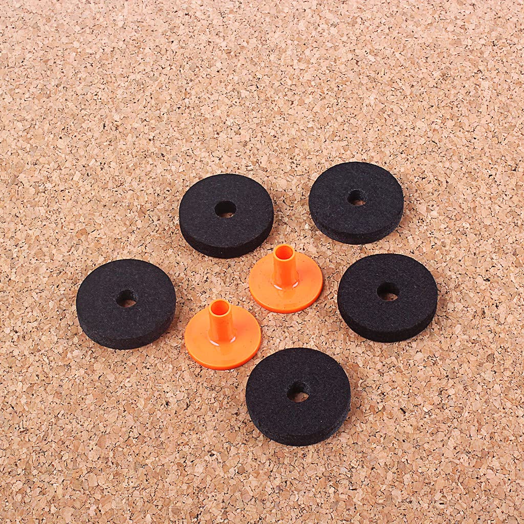 Alnicov 5Pcs Drum Cymbal Stand 10mm Thick Felt Washers + 2Pcs Plastic Long Flanged Cymbal Sleeves