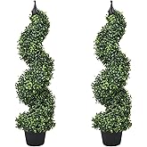 Lvydec 2 Pack Artificial Boxwood Topiary Tree, 3ft Topiary Plants Potted Trees Decoration for Front Porch Home Living Room, Indoor/Outdoor Use