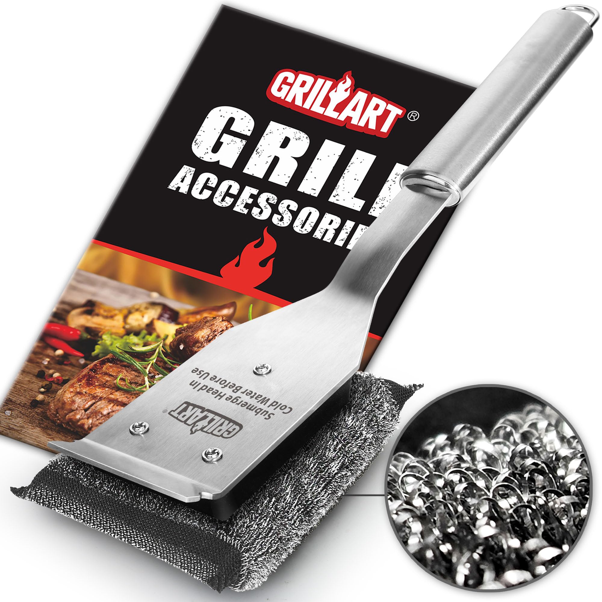 Photo 1 of GRILLART Grill Brush Bristle Free, Safe Grill Brush for Outdoor Grill, SteamWizards BBQ Grill Cleaning Brush Kit, Replaceable Head Grill Scraper Tool, Grill Cleaner BBQ Accessories, Gifts for Men/Dad