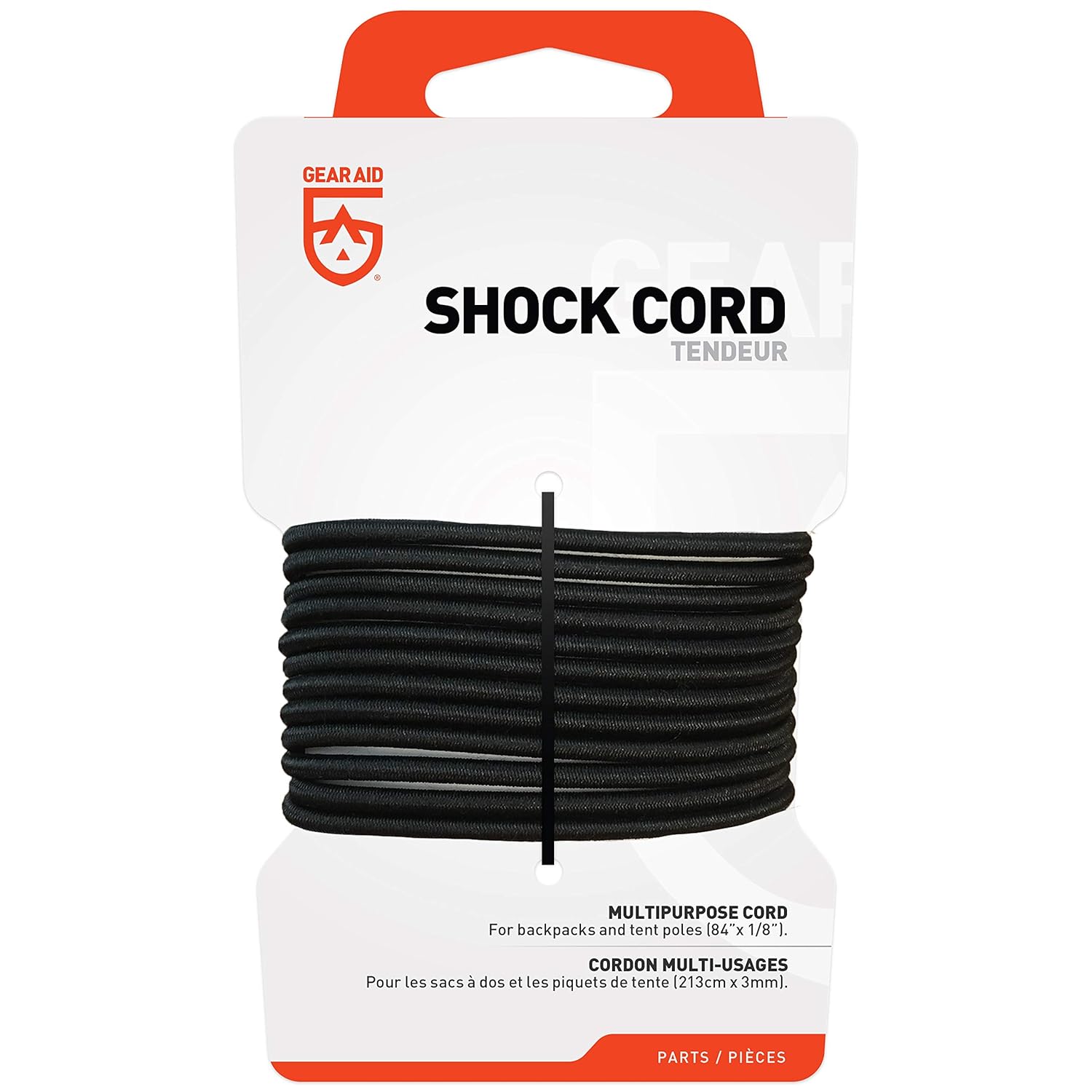 GEAR AID Elastic Shock Cord for Tent Poles and Jackets, Black, 84' x 1/