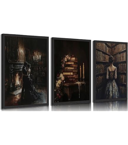 2 stampe artistiche da parete su tela Dark Academia, vintage