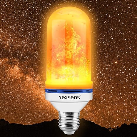 Flamme Glühbirne, Texsens Dekorative Leuchte Flackernde Glühbirne - 2835 LED E27 mit 3 Modi Feuer Effect Birne für Weihnachte