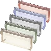 TIESOME 5 Pcs Mesh Zipper Pouch Bags, Nylon Mesh Makeup Brush Cosmetic Bags Portable Travel Organizer for Home Office Accessories, Multi-Color