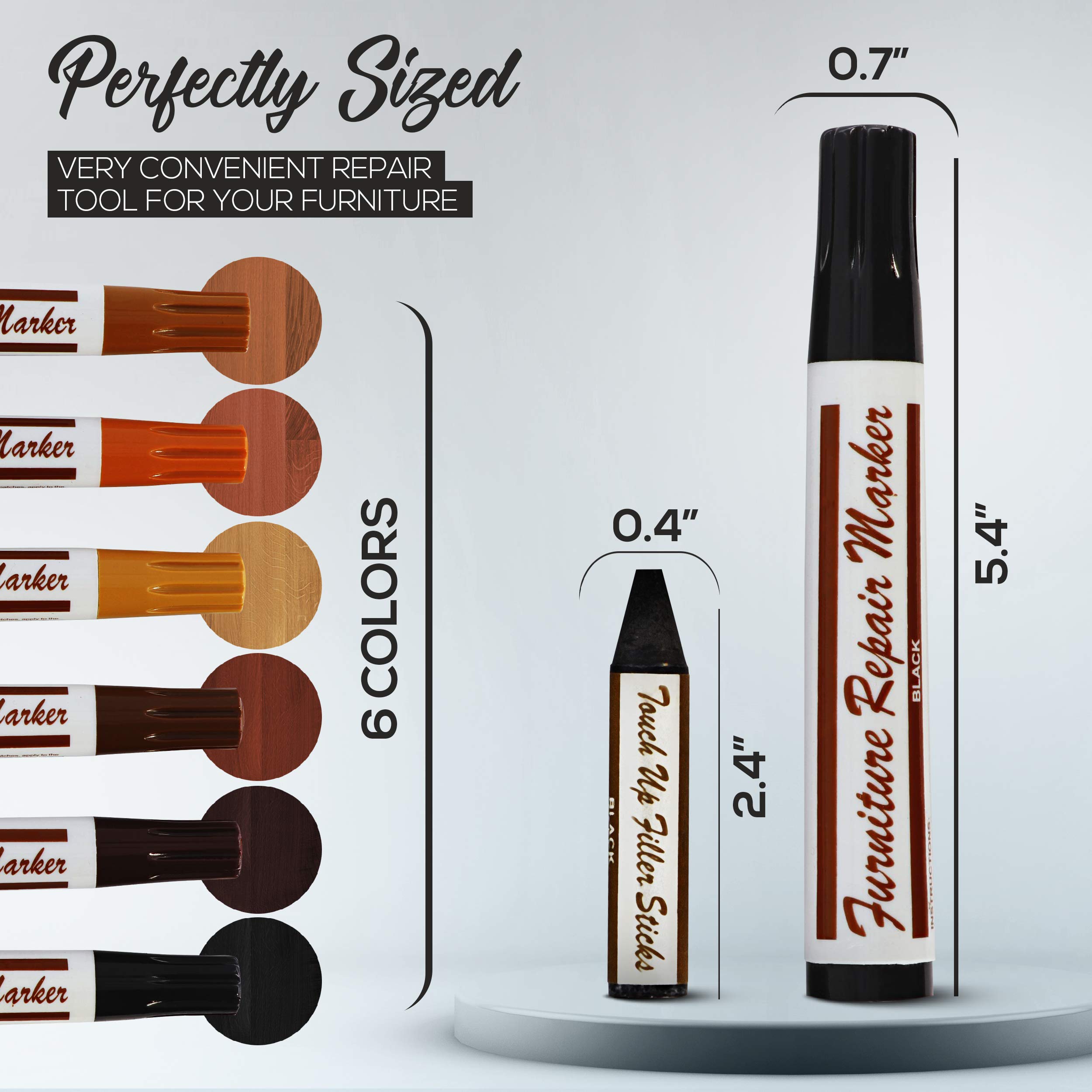 RamPro Furniture Markers Touch Up Repair System 12Pc Scratch Restore