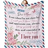 Paayna for Mom from Daughter Son Flannel Throw Blanket, Mommy Christmas Birthday for Mama Grandma Women, Peony Present Soft Blankets for Bedding Sofa 50 x 60 Inches