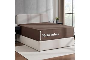 Nestl Brown Extra Deep Pocket Twin Fitted Sheet Kids, Luxury Twin Size Fitted Sheet Only Easily Fits 18 to 24 Inch Mattress, Super Soft, Wrinkle-Free, and Breathable Bed Sheets with Corner Straps