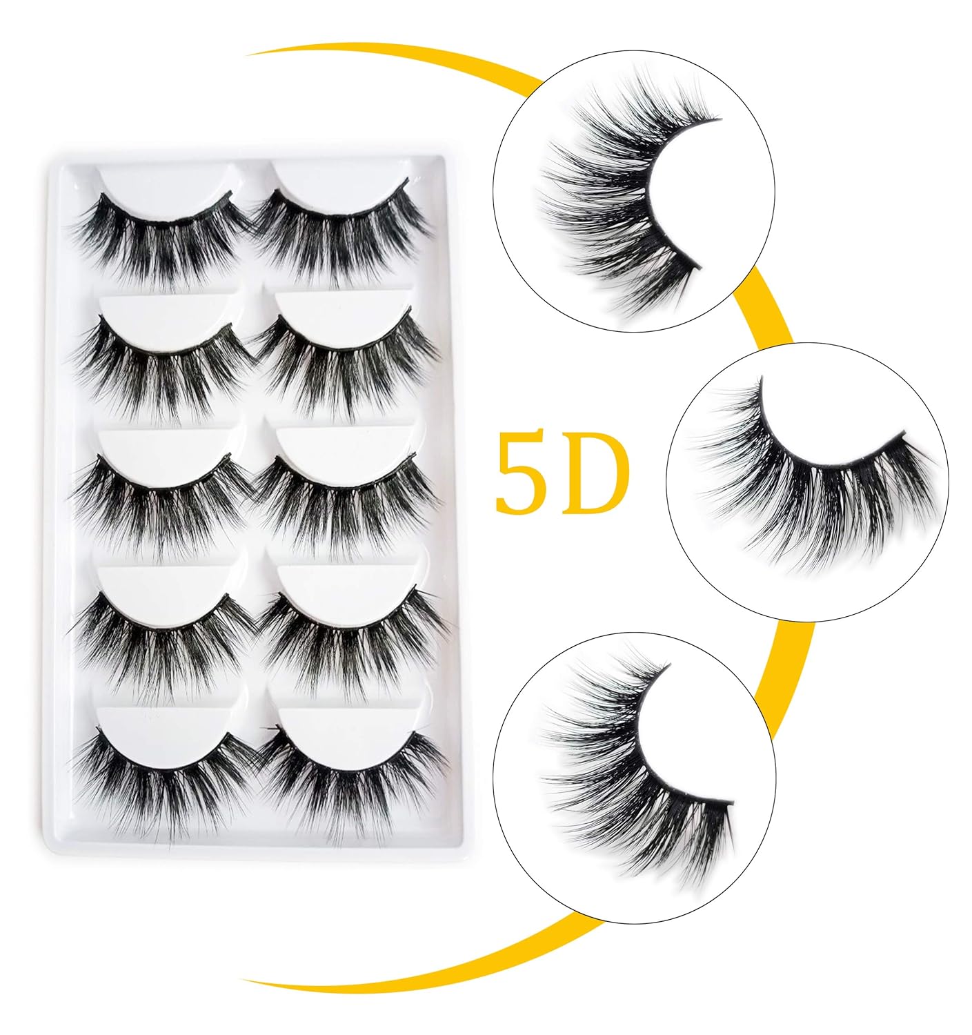 Veleasha 5D Faux Mink Lashes Handmade Luxurious Volume Fluffy Natural False Eyelashes 5 Pairs | Dubai : Beauty