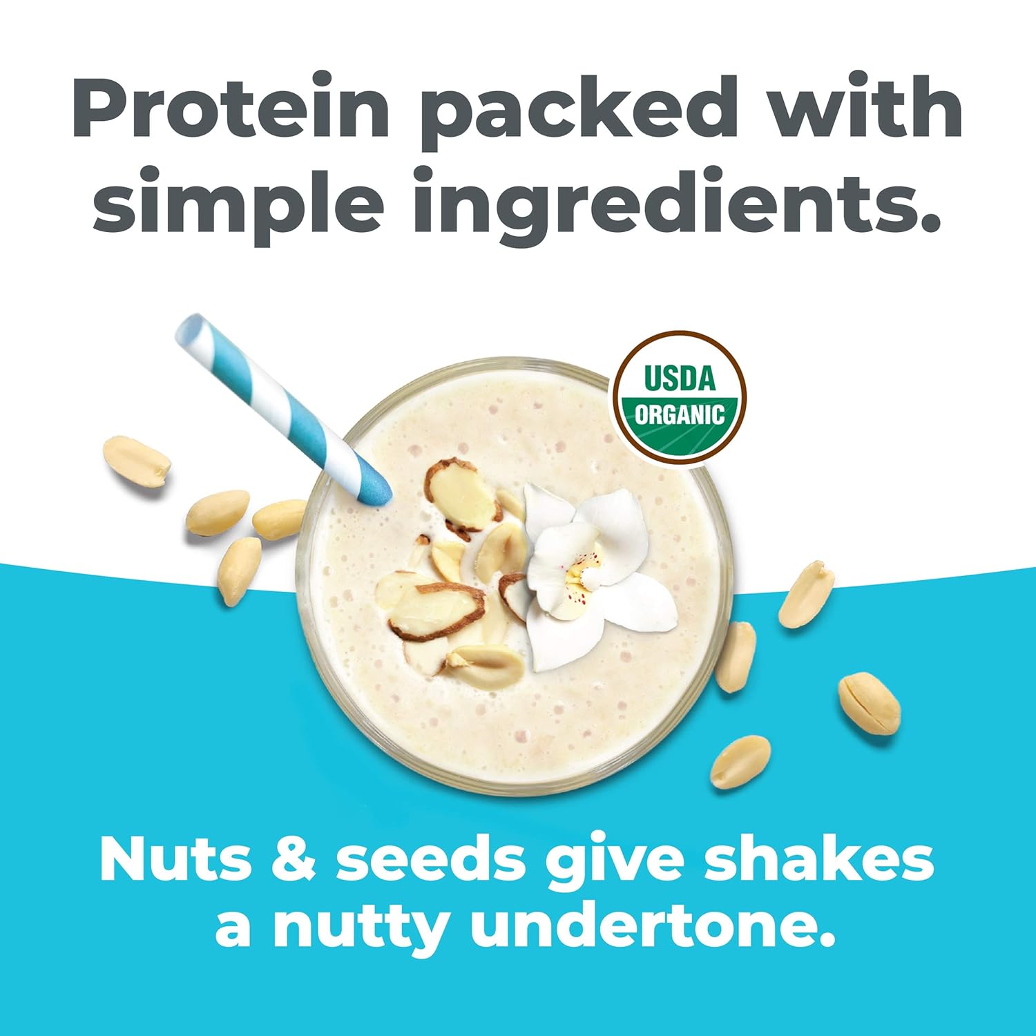 Orgain Simple Organic Plant Protein Powder, Vanilla - 20g Protein, Vegan, Dairy and Gluten Free, Stevia Free, Made with Fewer Ingredients, Kosher, Non-GMO, 1.25 Pound: Grocery & Gourmet Food