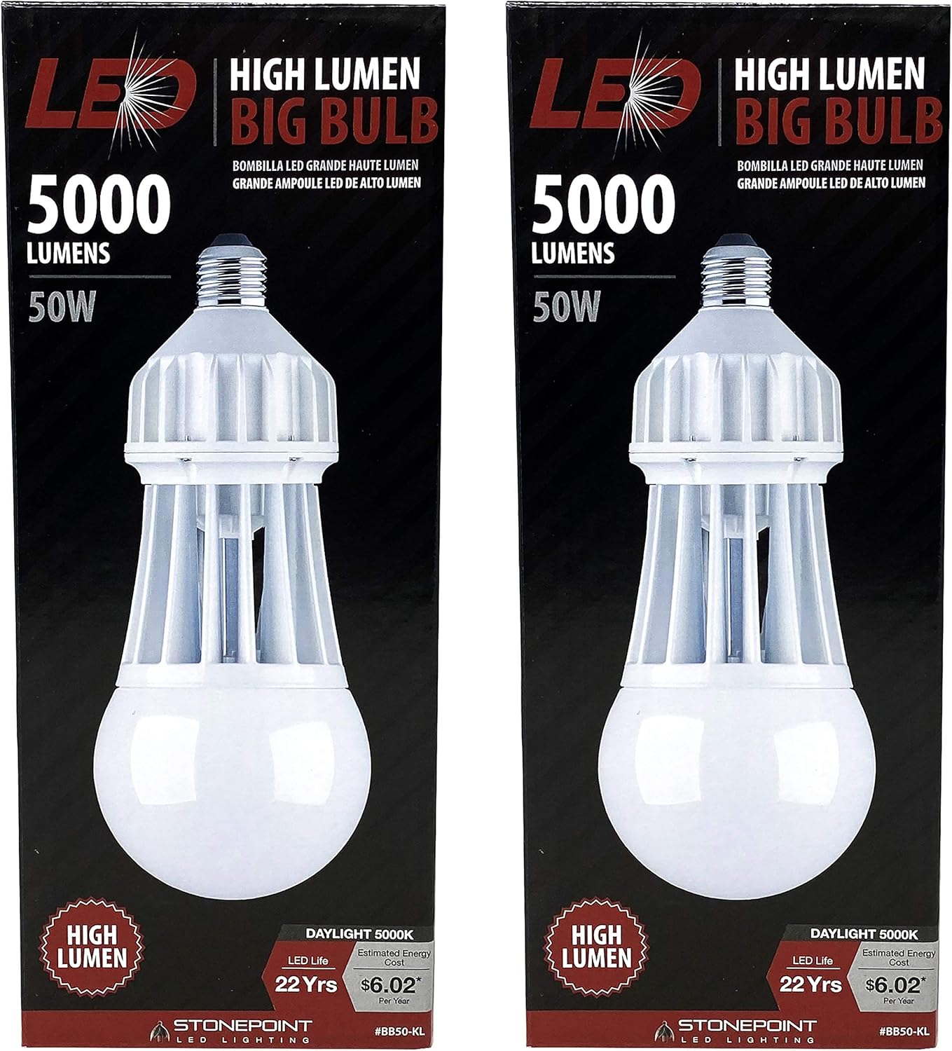 StonePoint LED Lighting Shatter Resistant E26 Lightbulb BB50 Bright