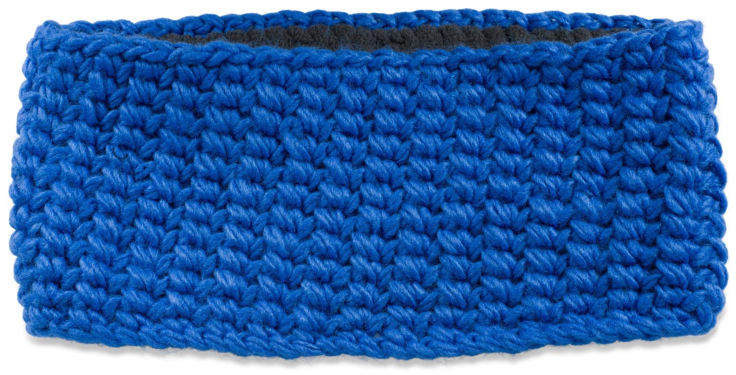 styleBREAKER Women wide coarse crocheted headband plain, Thermo Fleece lining, tube scarf, winter headband 04026050, color:Blue